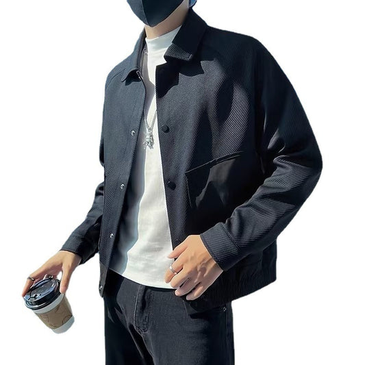 Twill Green Lapel Jacket Twill Green Coat Lapel Pu Handsome Jacke | Ectron Online