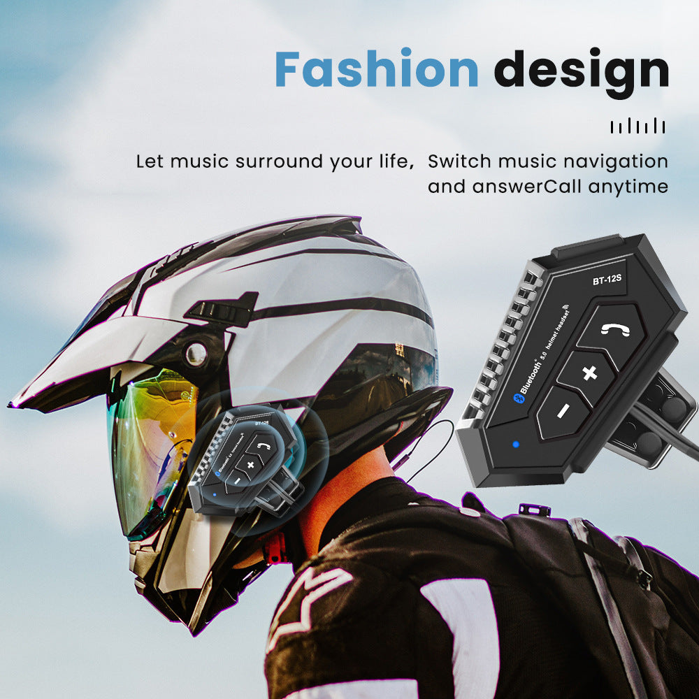 Motorcycle helmet with Bluetooth intercom against a clear sky