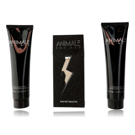 Animale by Animale, 3 Piece Gift Set for Men including Body Wash, EDT spray, and After Shave Balm.