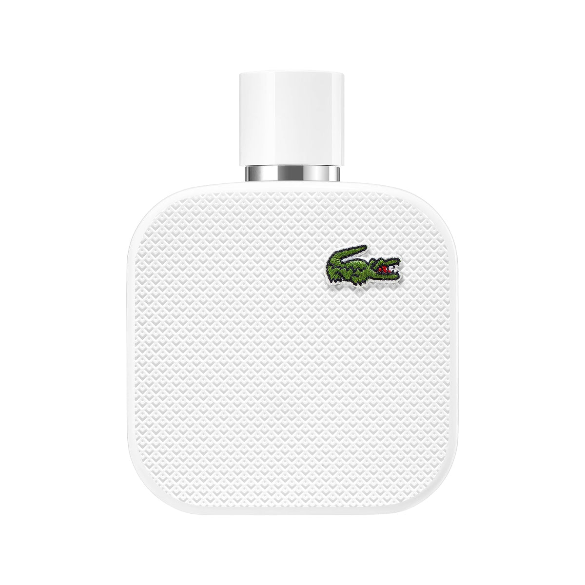 Men's eau de parfum tester bottle, white glass with Lacoste crocodile logo