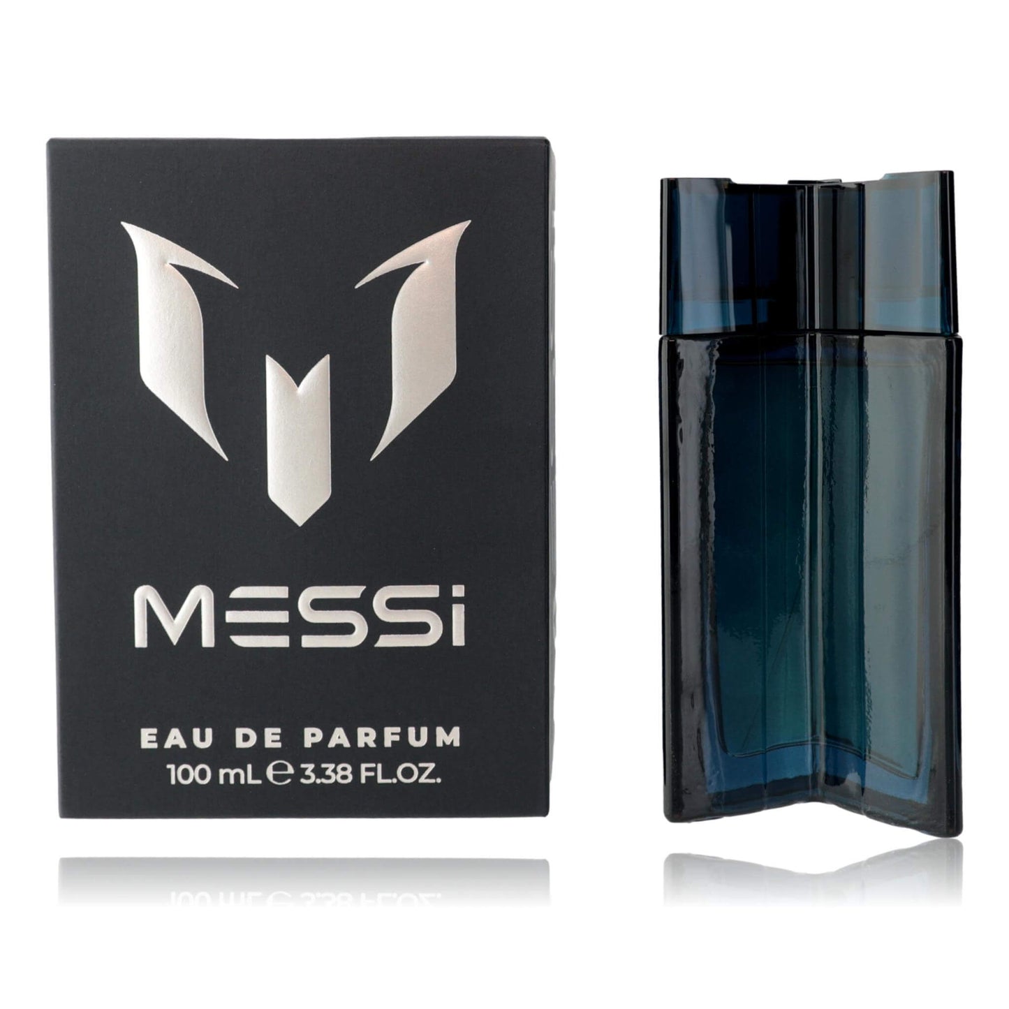 Messi men's EDP spray with dark blue glass bottle and black box