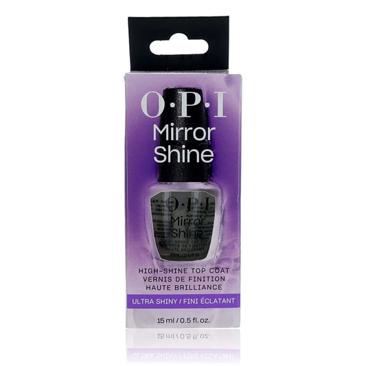 OPI Mirror Shine high-shine top coat in purple retail box, 0.5 fl oz