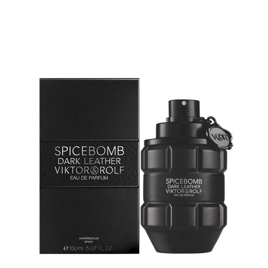 Men's dark leather eau de parfum spray with black glass bottle and matching box, 5.07 oz