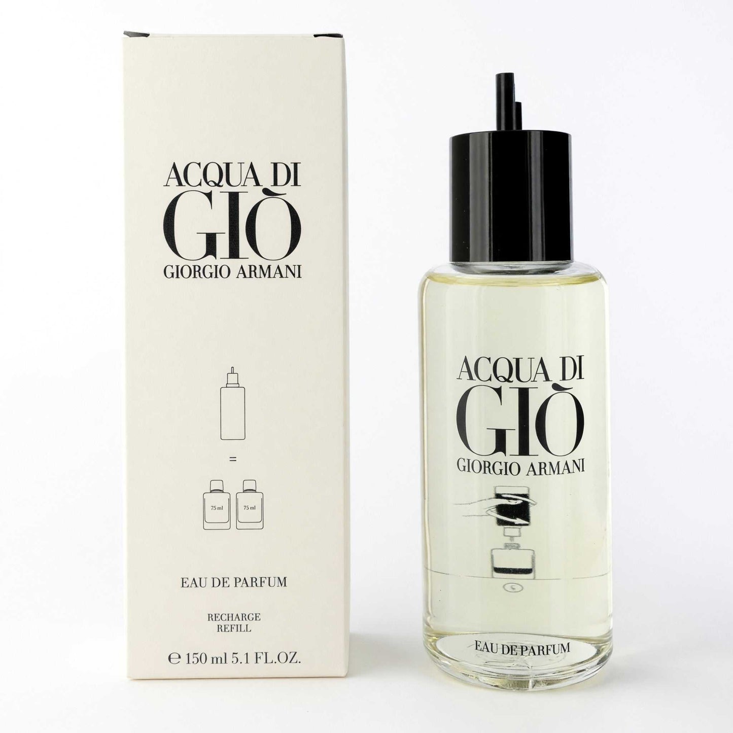 Men’s Acqua di Gio refill eau de parfum bottle with black cap and label