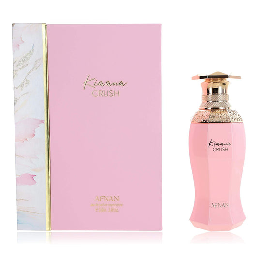 Kiaana Crush by Afnan, 3.4 oz EDP Spray for Women in a stylish pink bottle with elegant packaging.