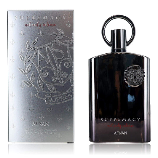 Supremacy Not Only Intense by Afnan, 5.07 oz Extrait De Parfum for Men in a stylish black bottle with beautiful packaging.