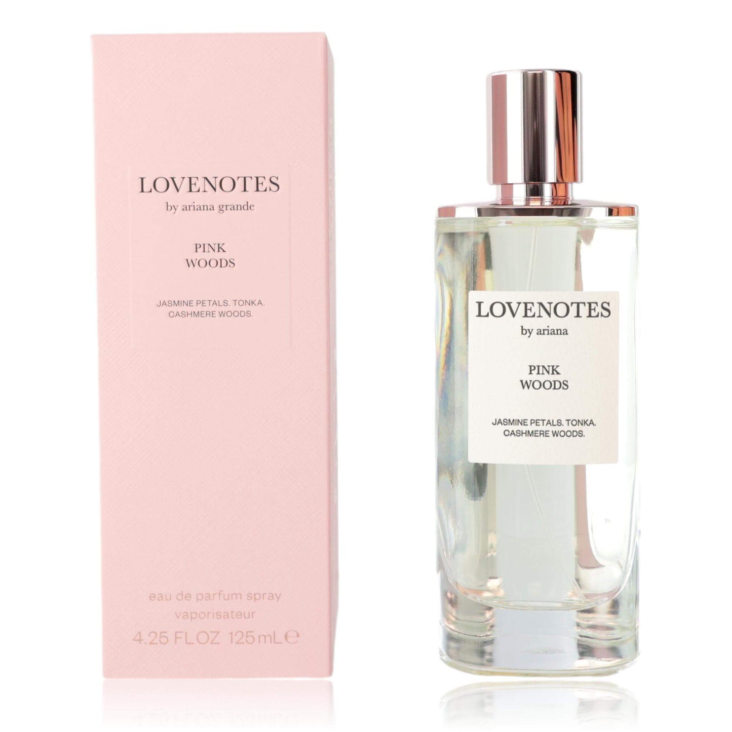 LOVENOTES by Ariana Grande, 4.25 oz EDP Spray for Women in a sleek bottle with pink packaging.