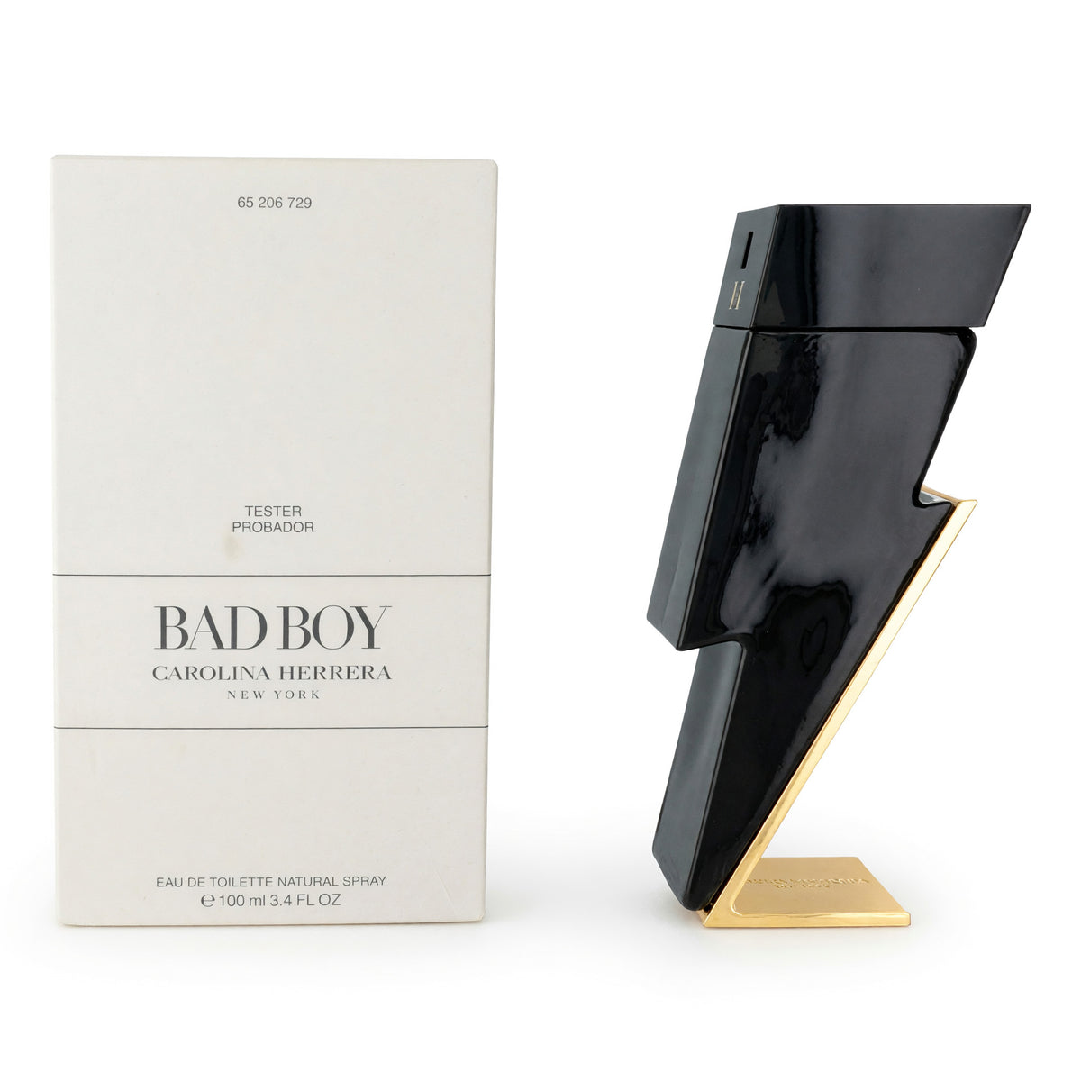 Carolina Herrera Bad Boy men's EDT tester spray, boxed with black bottle and gold base