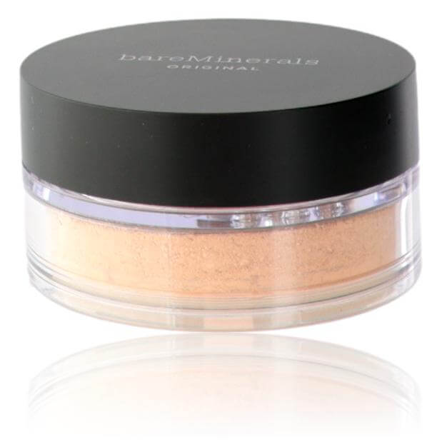 Bare Minerals Loose Powder Foundation .28 Powder Foundation SPF 15 - Fairly Light 03 in a clear jar with a black lid.