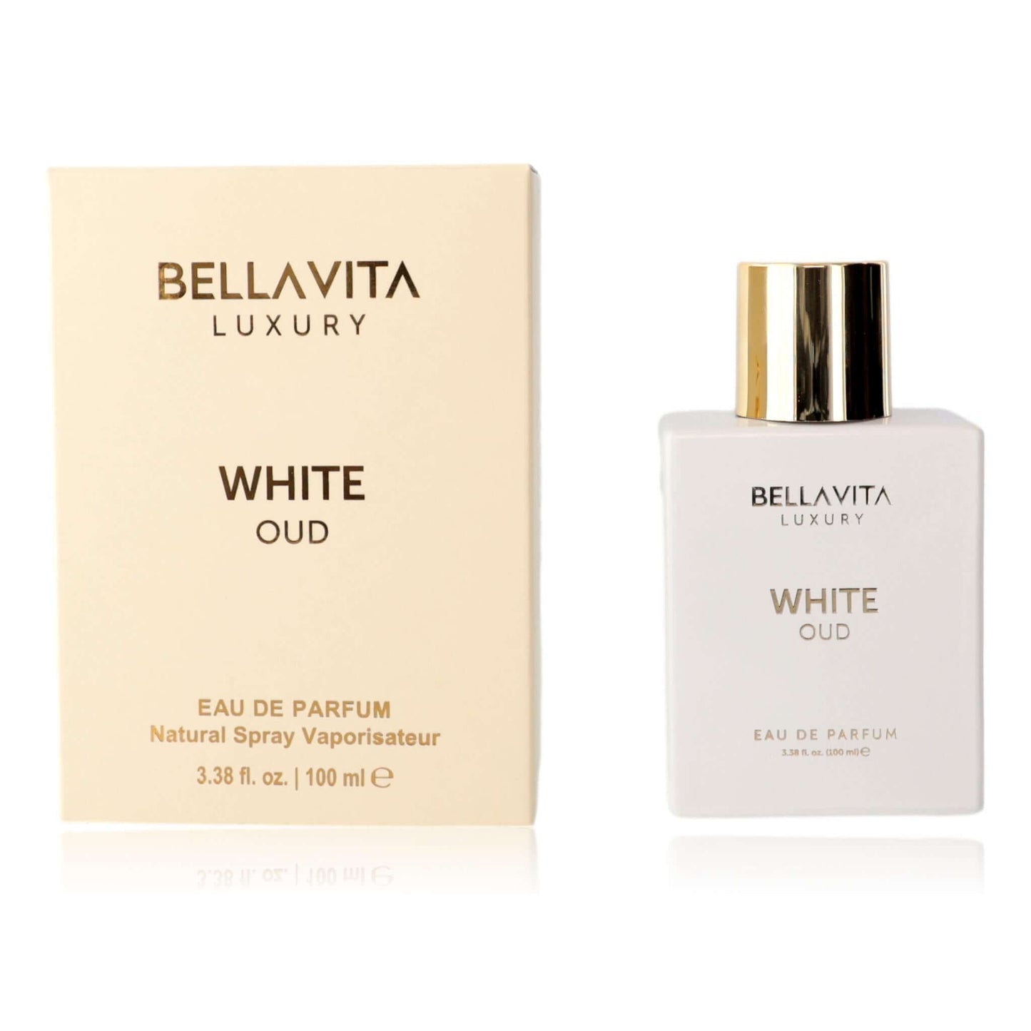 Bellavita luxury white oud eau de parfum spray bottle with matching product box