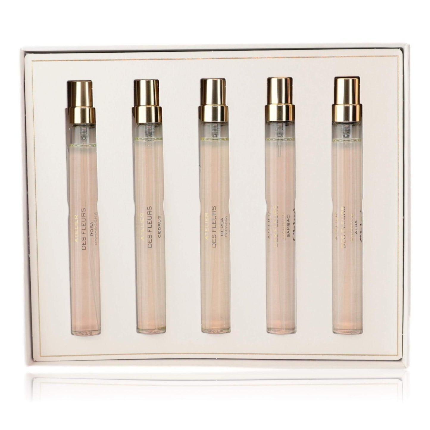 Chloe Atelier Des Fleurs by Chloe, 5 Piece Travel Set for Women with five elegant fragrance sprays.