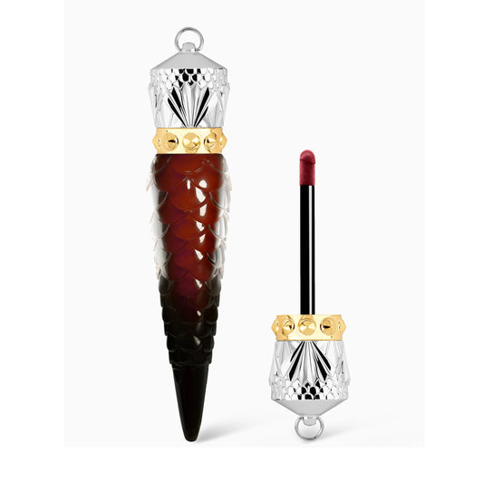 Matte liquid lipstick in slender corset tube, red matte applicator visible