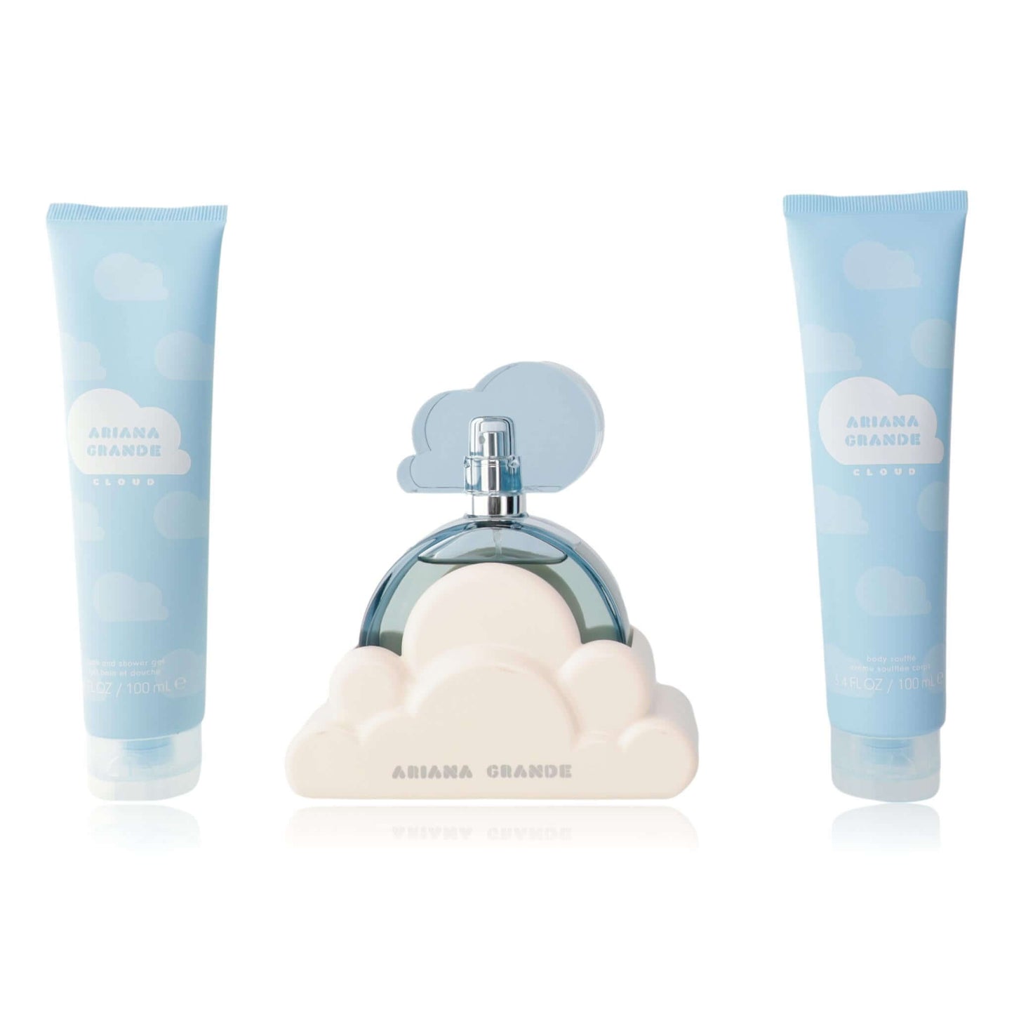 Ariana Grande Cloud women's 3-piece set with perfume spray and two light blue lotions
