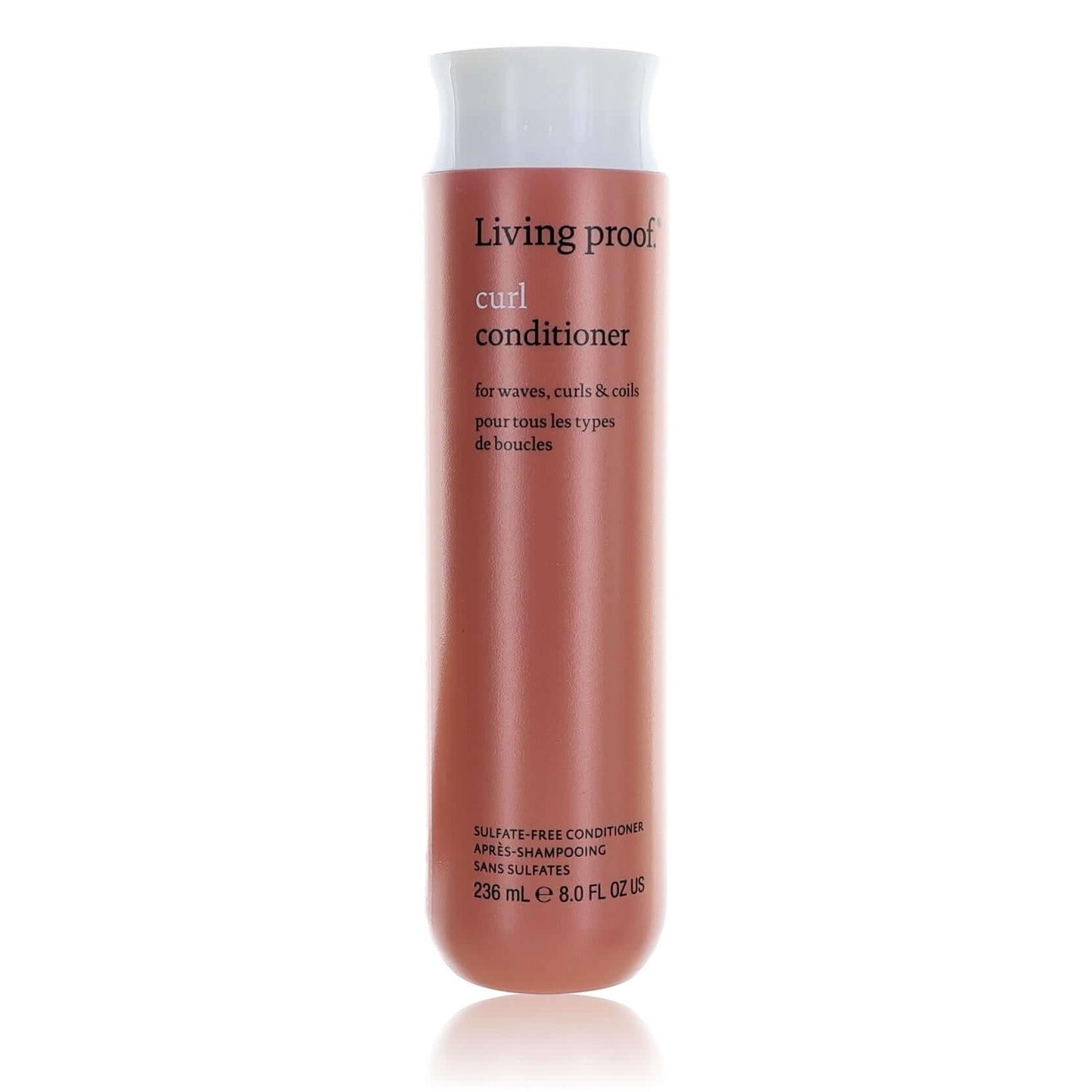 Living Proof curl conditioner bottle, 8 fl oz, brown-tinted liquid inside