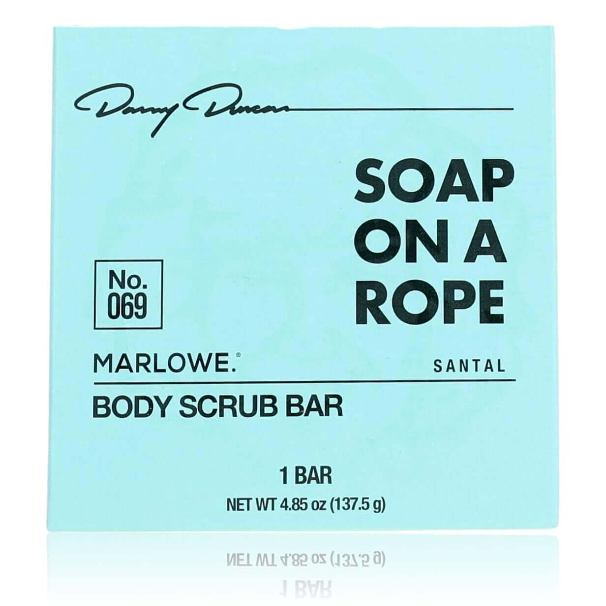 Body scrub bar soap package, No. 069 Marlowe Santal, 1 bar, 4.85 oz