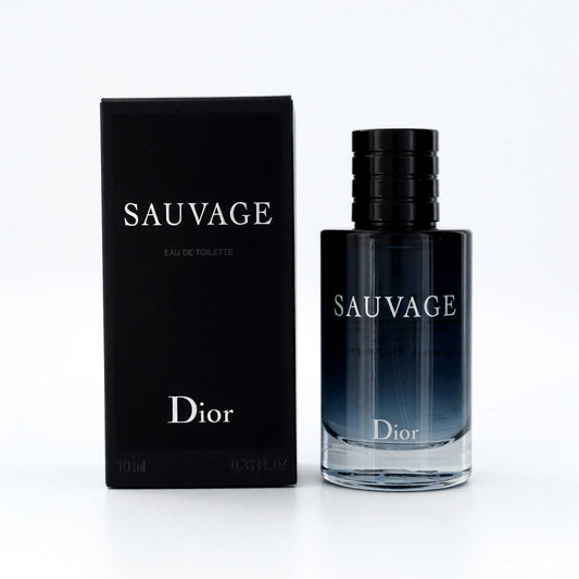 Sauvage men's EDT spray bottle with black box, 0.34 oz