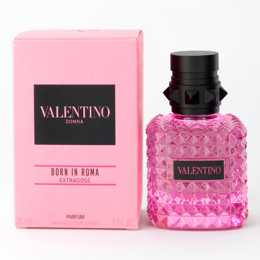 Valentino Donna Born in Roma Extradose parfum spray, pink faceted bottle with black cap
