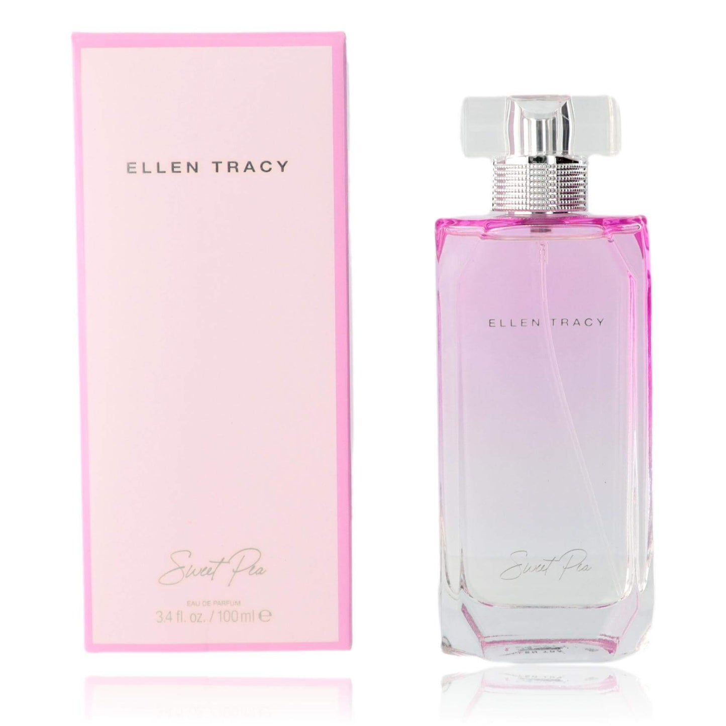 Ellen Tracy Sweet Pea eau de parfum spray bottle in light pink glass with cap