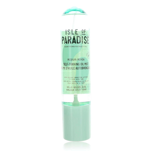 Isle of Paradise medium self-tanning oil mist bottle, mint cap
