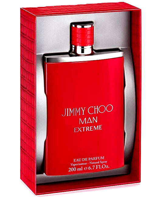 Men's Jimmy Choo Man Extreme eau de parfum spray bottle, red glass with cap