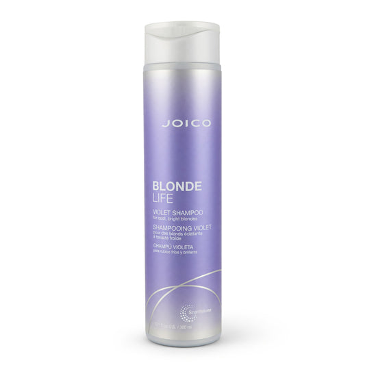 Joico Blonde Life violet shampoo bottle with white cap, tall clear-lavender container