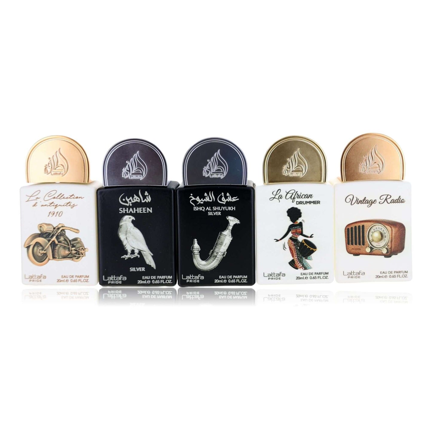 Lattafa Pride Collection No.5 unisex 5-piece perfume set, five boxed bottles