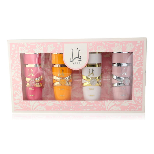 Women’s 4-piece perfume set in decorative box with assorted mini bottles