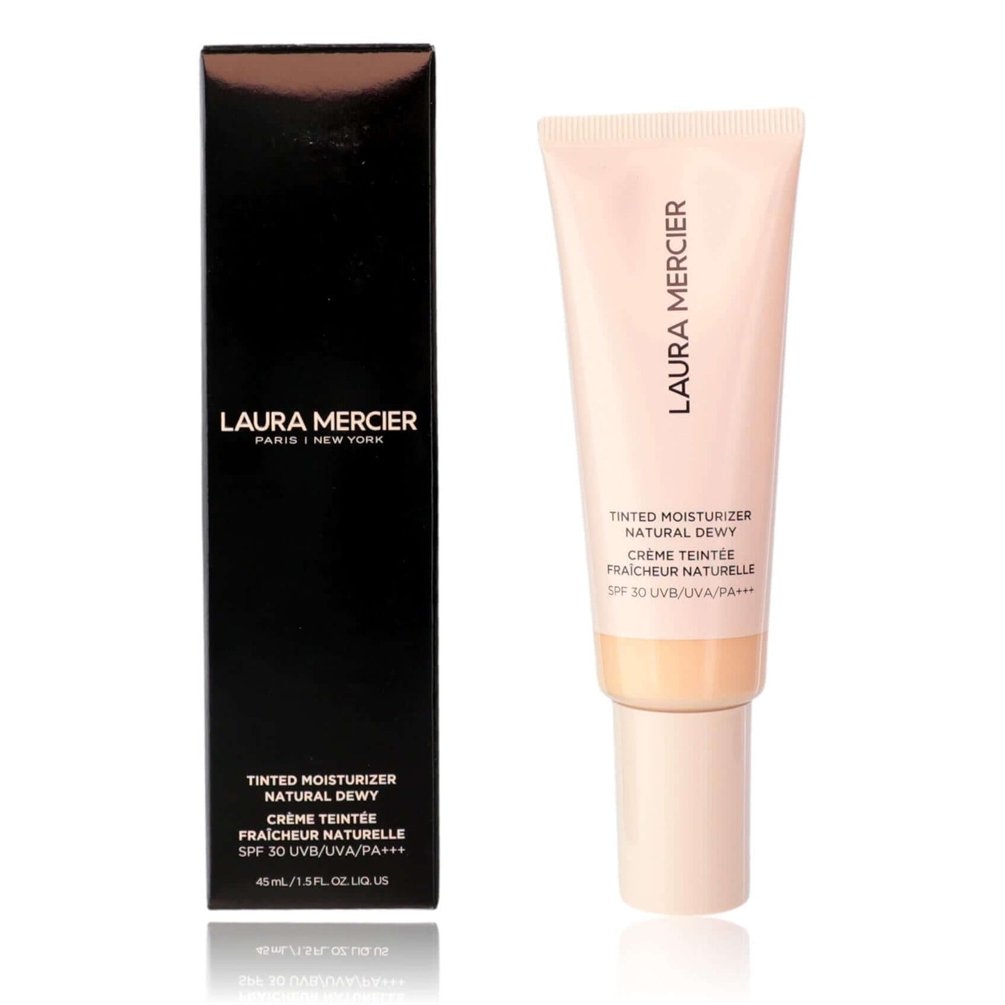 Laura Mercier tinted moisturizer SPF 30 tube with natural dewy finish and box