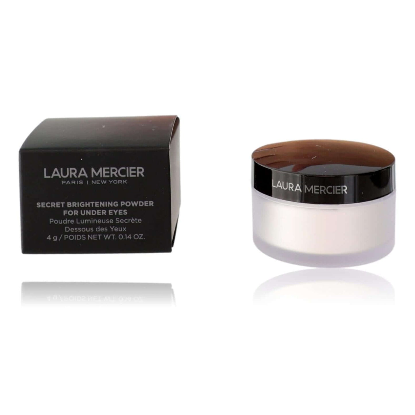 Under-eye brightening powder compact with Laura Mercier box and jar, 0.14 oz