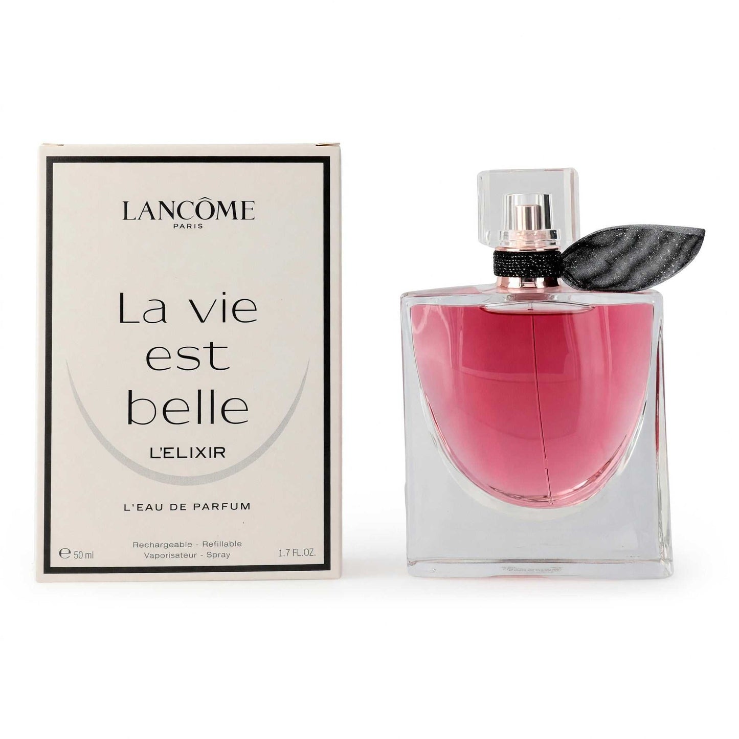 Refillable eau de parfum tester, pink spray bottle with box