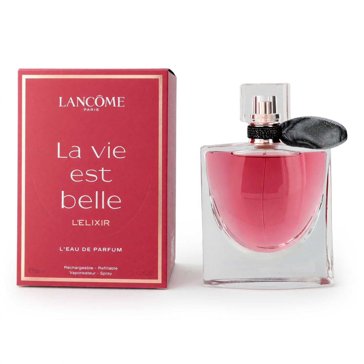 Lancome La Vie Est Belle L'Elixir eau de parfum spray bottle, pink glass with black cap