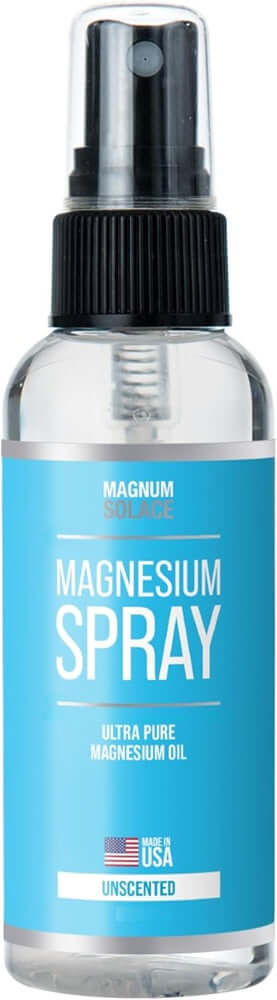 Magnesium Spray by Magnum Solace, 2 oz Ultra Pure Magnesium Oil for sore muscles and bodily aches.