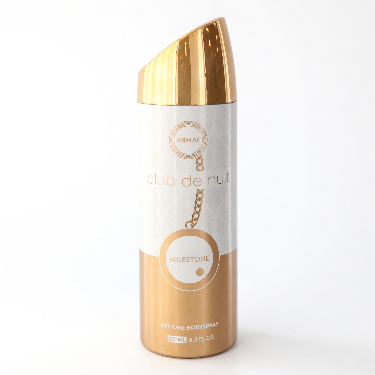 Armaf Club De Nuit Milestone men's body spray in a gold and silver 200 ml can