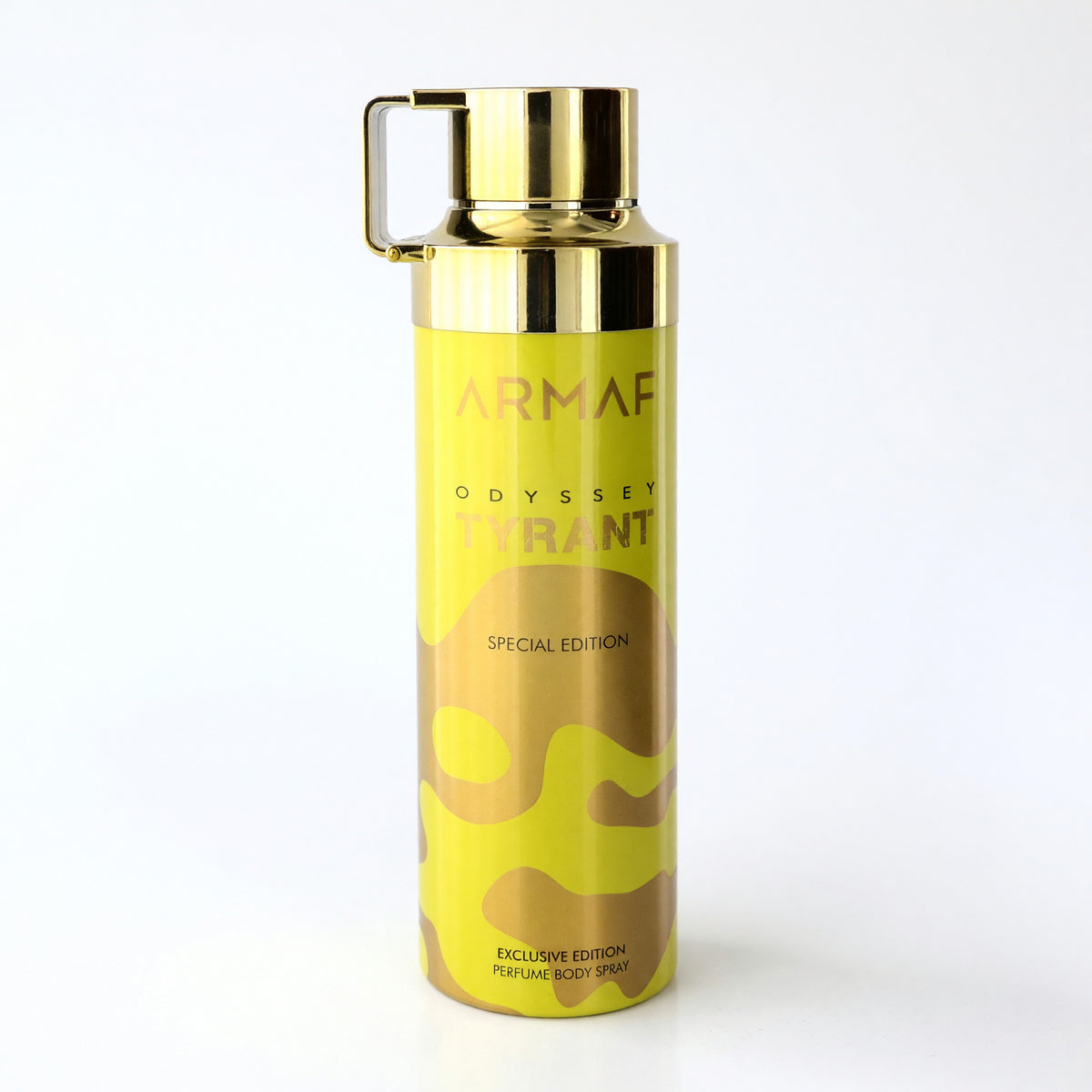 Armaf Odyssey Tyrant Special Edition body spray in a yellow and gold 6.8 oz can