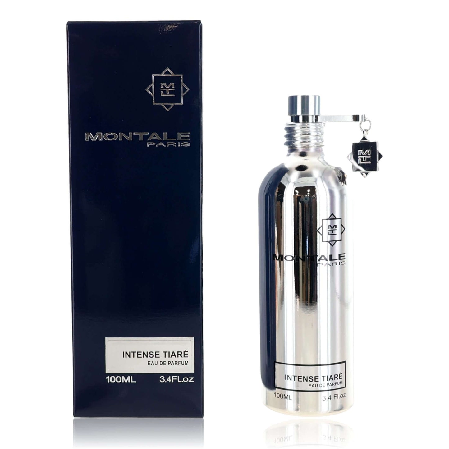 Montale Intense Tiare EDP spray bottle, silver chrome with cap and label, 100 mL
