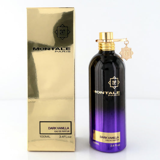 Montale Dark Vanilla EDP spray bottle with gold cap and hanging charm
