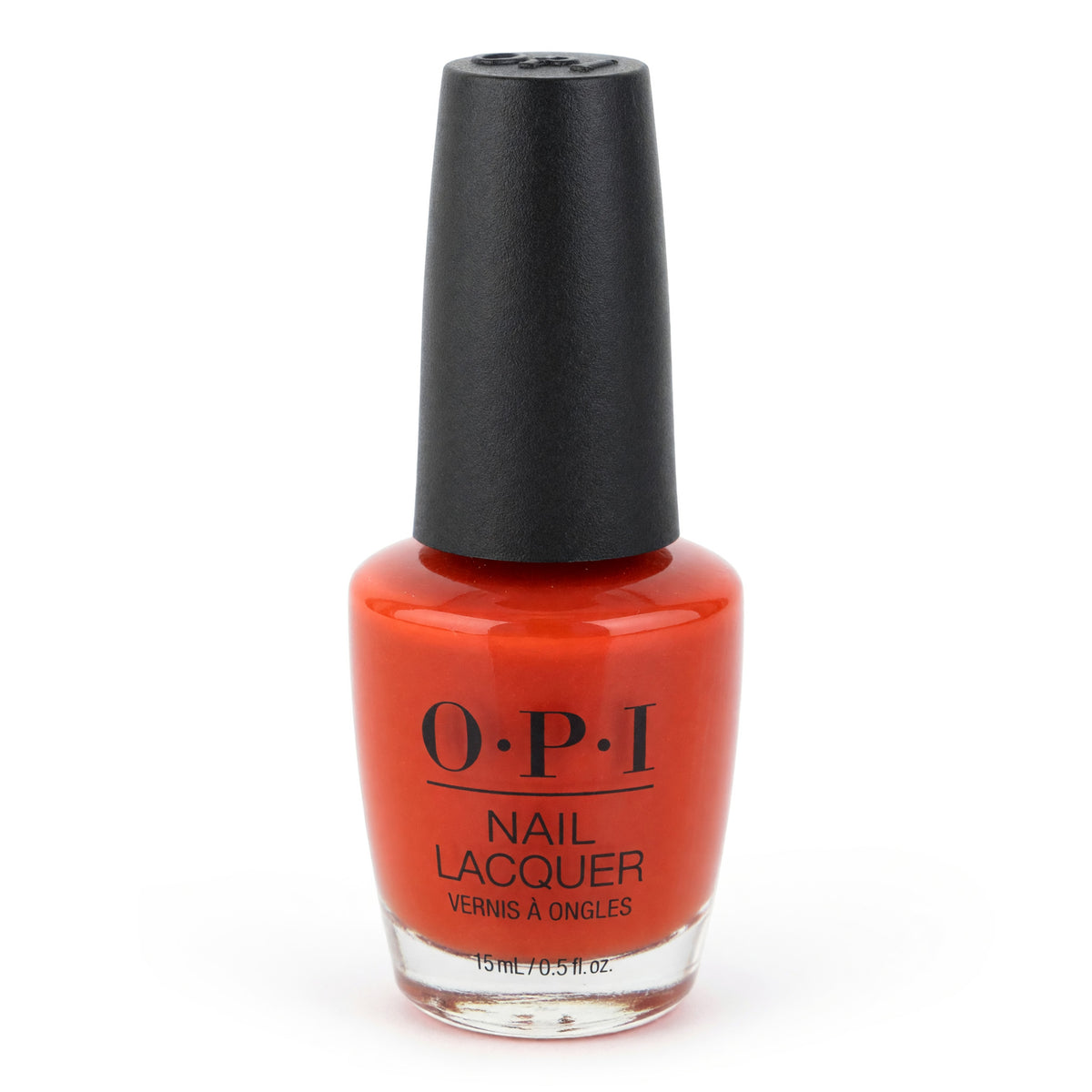 OPI Nail Lacquer nail polish bottle in glossy warm red, 0.5 fl oz (15 mL)
