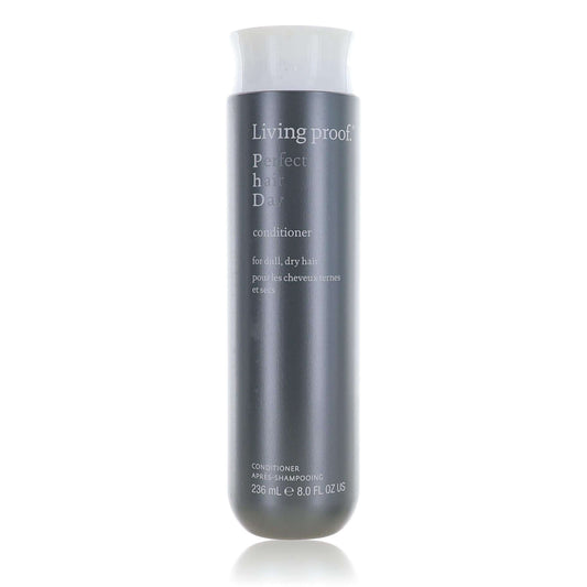 Living proof Perfect Hair Day conditioner bottle, dark gray with white cap
