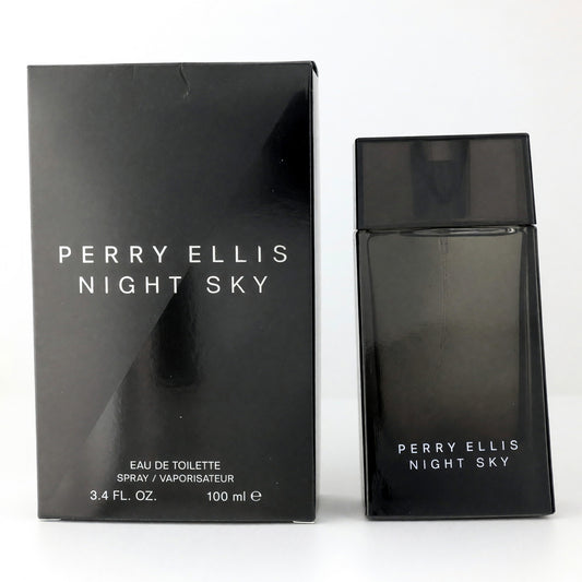 Perry Ellis Night Sky men's eau de toilette spray, black bottle and matching box