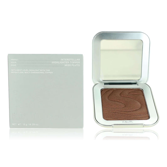 Compact highlighter topper with square pan and mirror, Miss Pluto shade, open case.