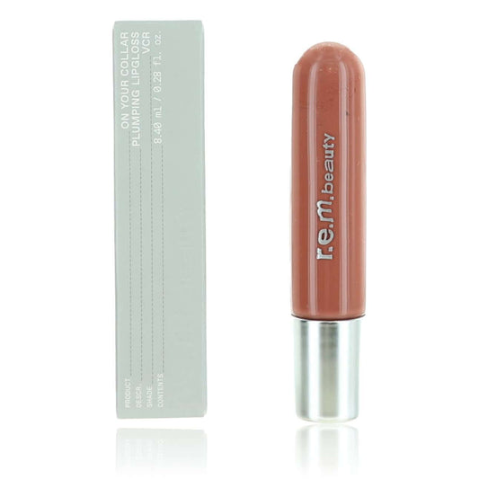 r.e.m. beauty plumping lip gloss tube, warm nude-brown, .28 oz