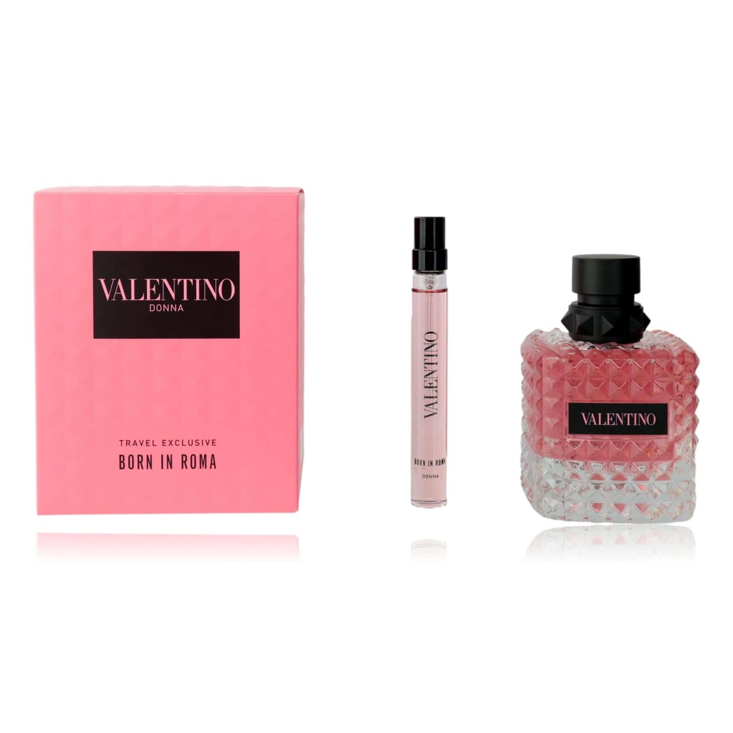 Valentino Born in Roma 2-piece fragrance gift set with pink box and two bottles