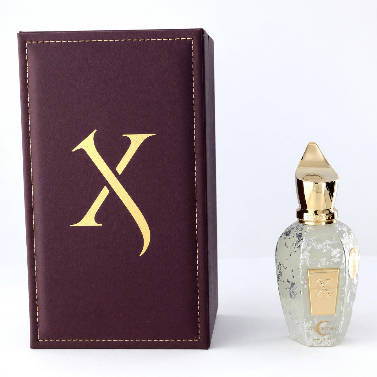 Xerjoff unisex parfum spray bottle with gold cap, shown with matching box