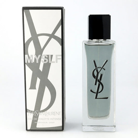 Yves Saint Laurent MYSLF men's EDT spray bottle with clear glass and black cap