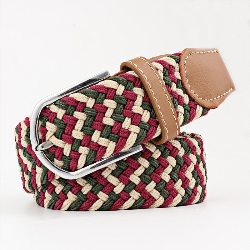 Women's Canvas Belt Student Pants Casual Stretch Braided Needle Buckle