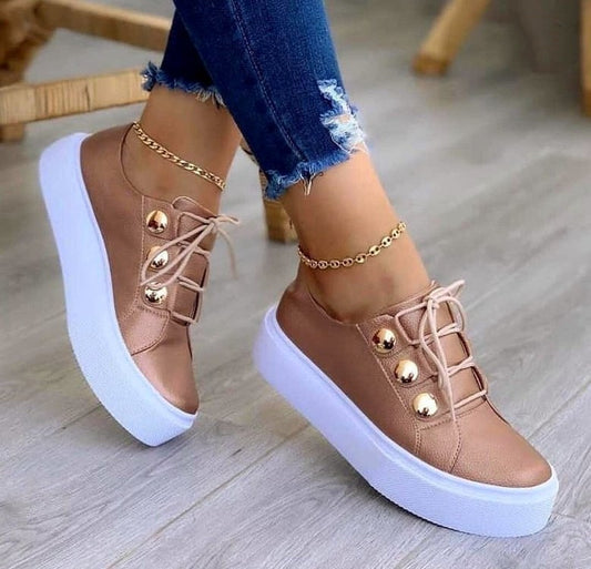 Lace-up Flats Sneakers Women Rivet Casual Shoes Lace-up Flats Sneakers Women Rivet Casua | Ectron Online