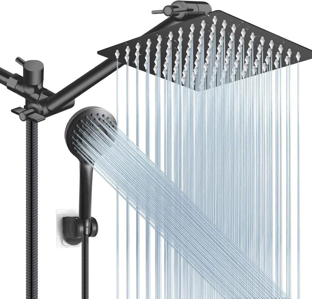 High Pressure Shower Head Combo | 8" Rain & Handheld Matte Black Set