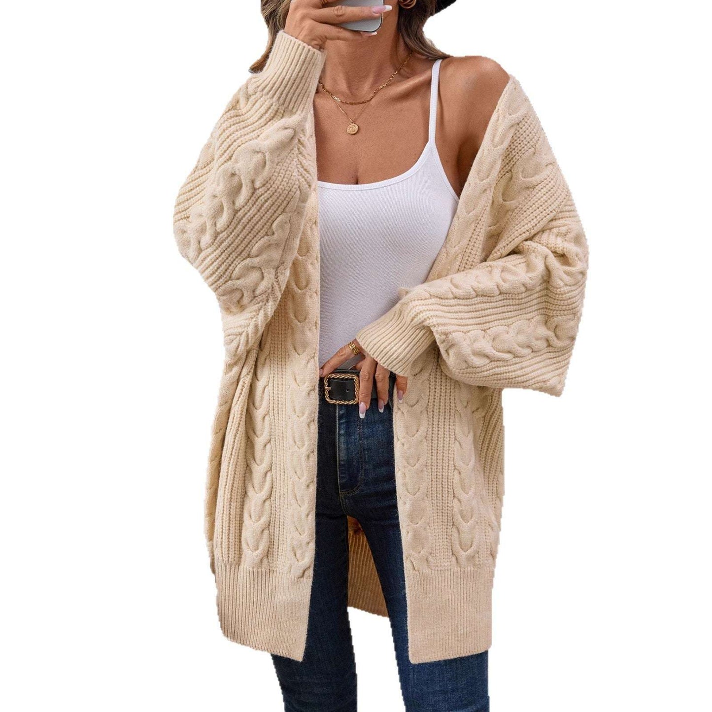 Retro Fashion Thick Loose Cable-knit Sweater