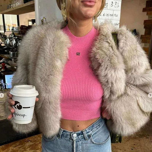 Women's Round Neck Long Sleeve Faux Fur Coat Women's Round Neck Long Sleeve Faux Fur | Ectron Online