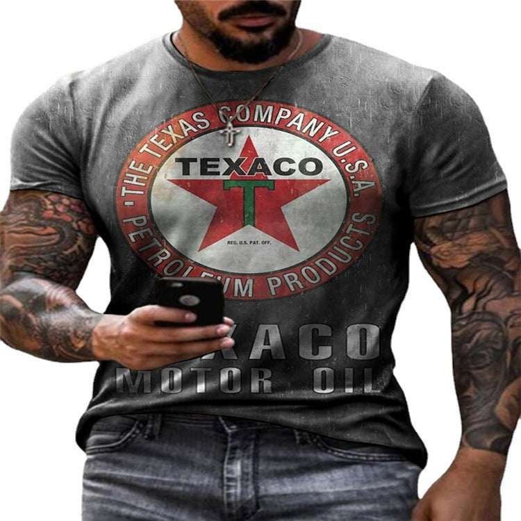 European And American Foreign Trade Fashion Men's Summer Round Neck Casual Five-pointed Star